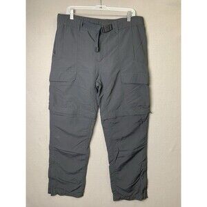 The North Face Hiking Pants Men M Gray Shorts Convertible Belted Nylon Outdoor